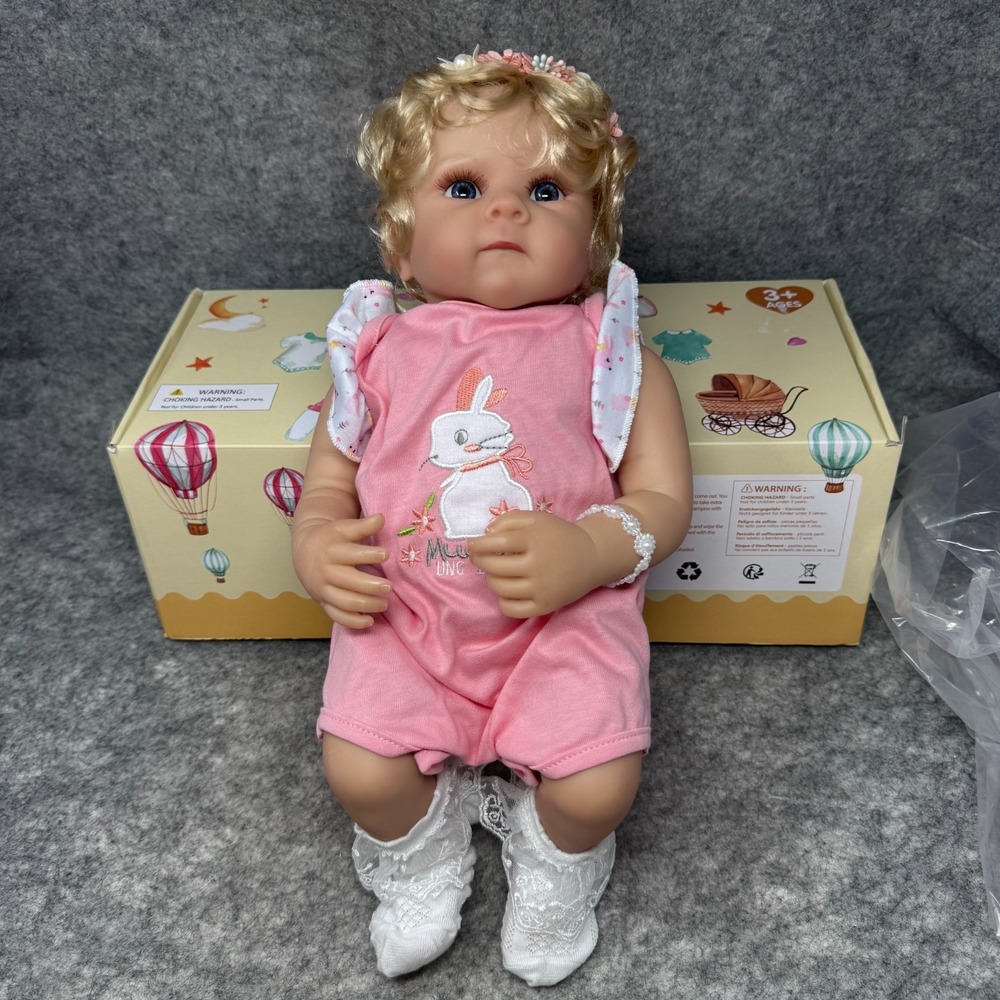 Lifelike Reborn Baby Doll 18" Cloth Body Chubby Blonde Girl Adorable Real Life